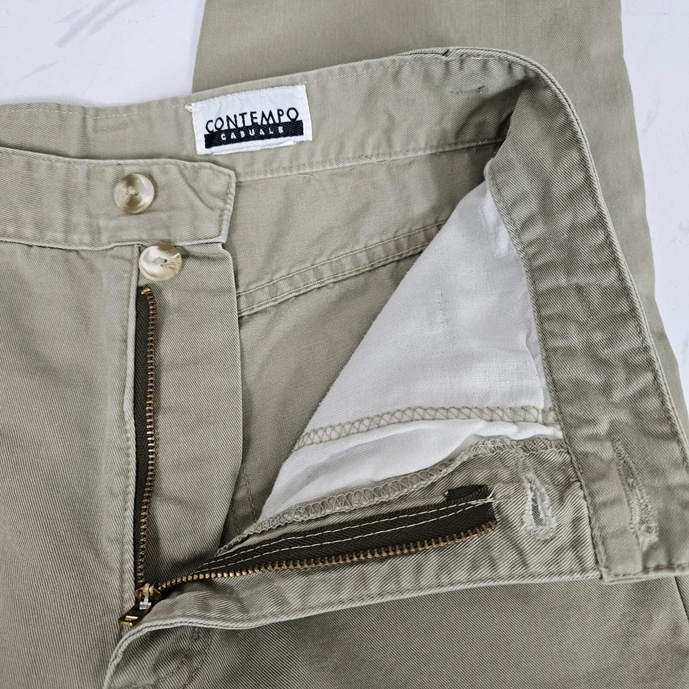 Vintage 90s‎ Contempo Casuals Khaki High Rise Wide Leg Pants Womens 28
